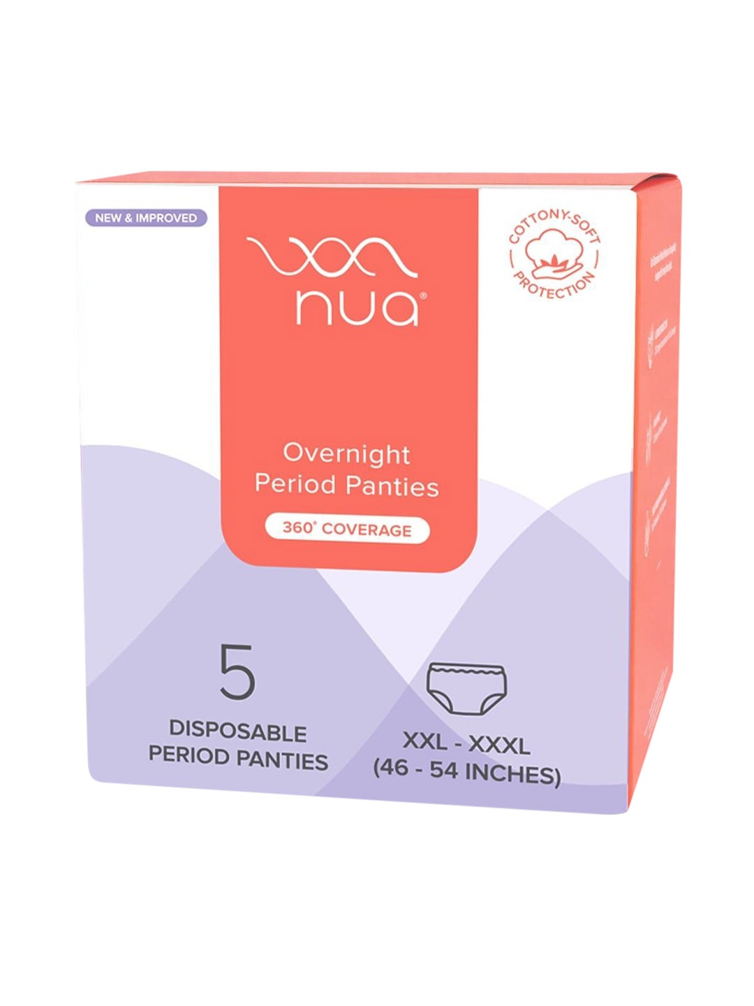 

Nua Set Of 5 Overnight Period Panties - XXL-XXXL, White