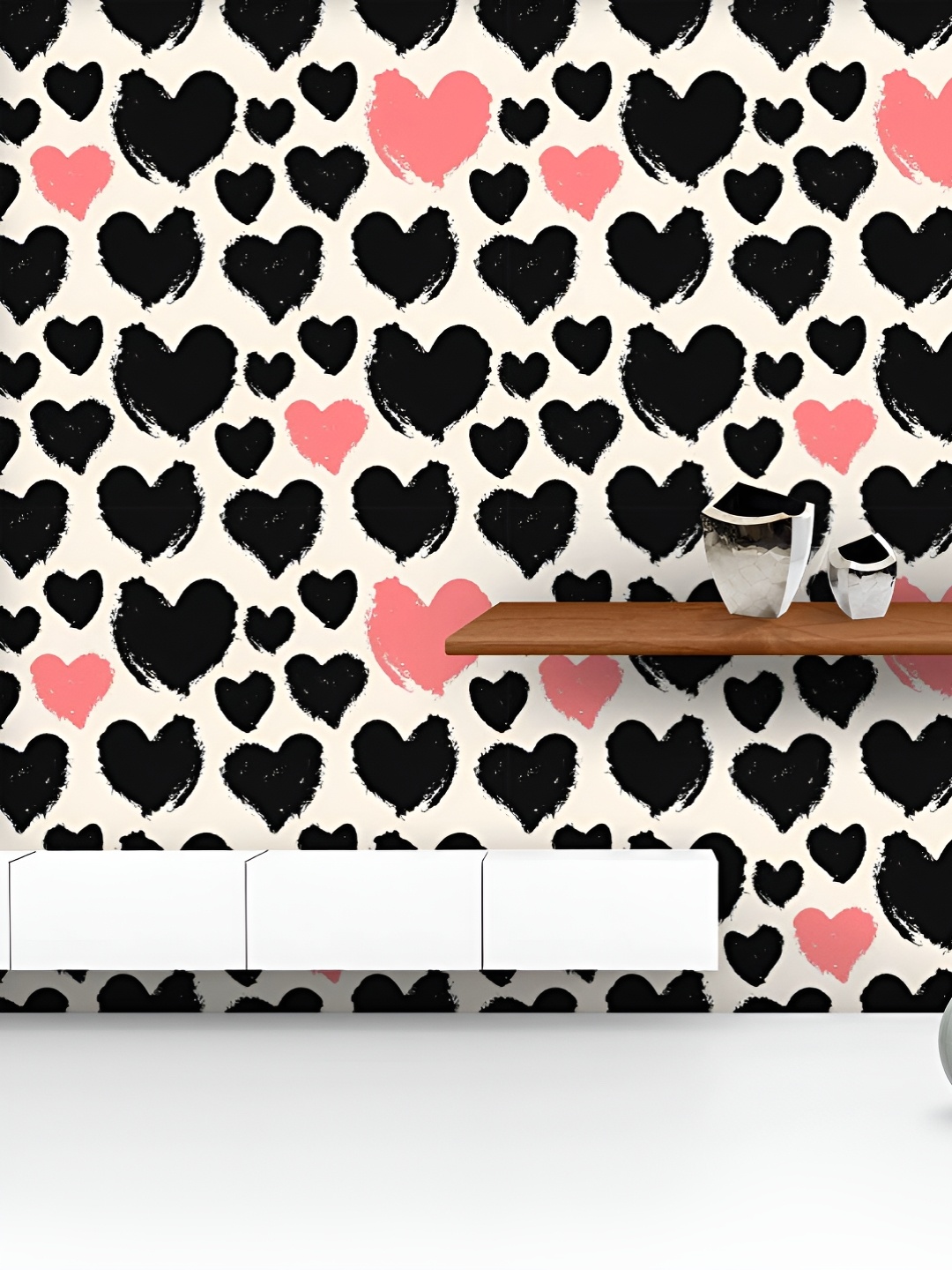 

ArtzFolio Printed UV-Resistant Anti-Bacterial Valentine Hearts Pattern Peel & Stick Wallpaper, Multi