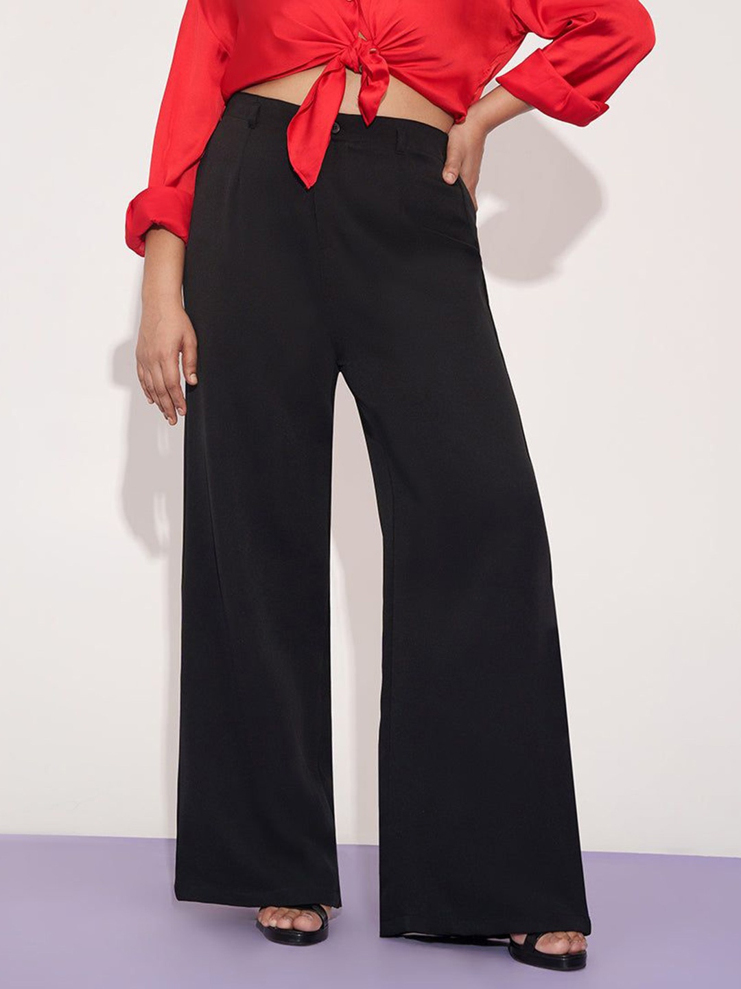 

FREAKINS Women Wide Leg Adjustable Korean Pants, Black