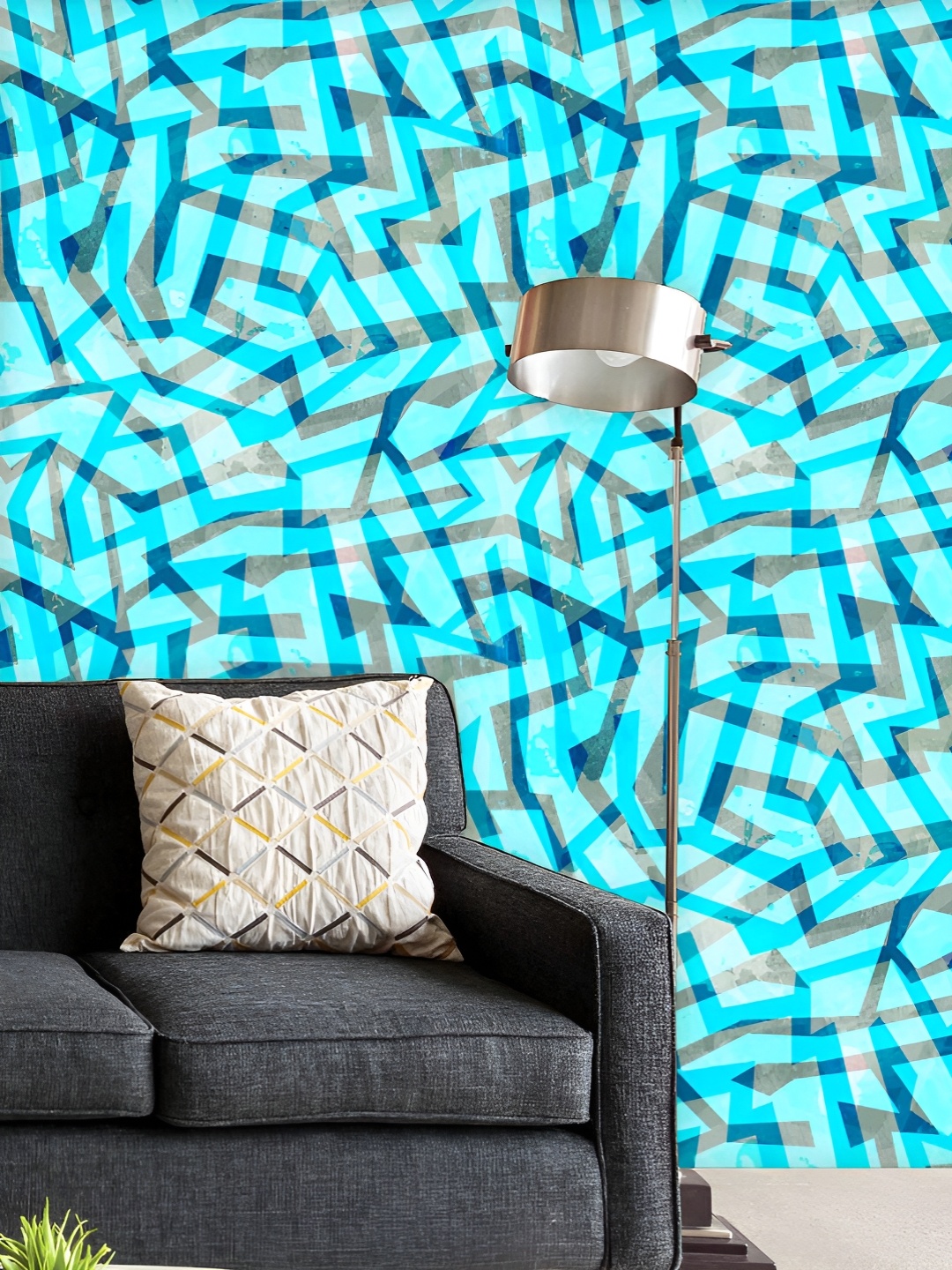 

ArtzFolio Printed UV-Resistant Anti-Bacterial Abstract Grunge Blue Maze Peel & Stick Wallpaper, Multi