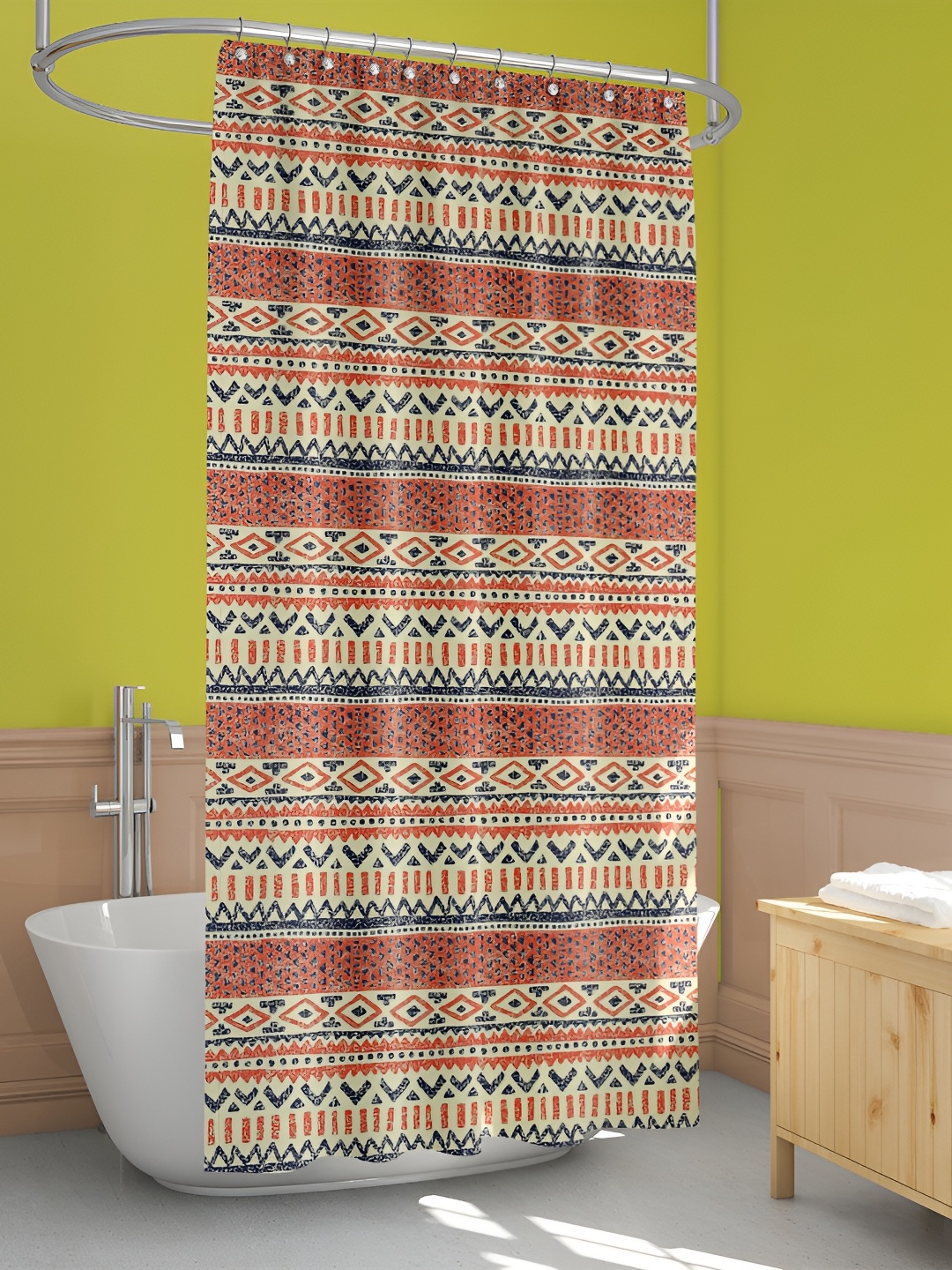 

ArtzFolio Tan & Beige Printed Waterproof Shower Curtain