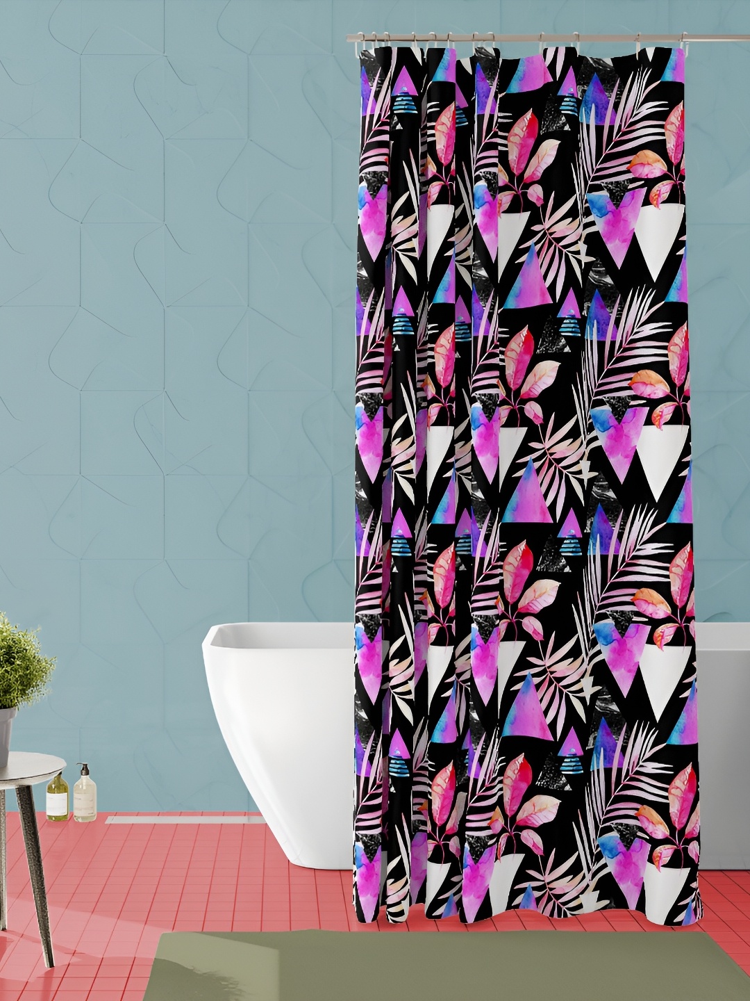 

ArtzFolio Black & Pink Printed Waterproof Shower Curtain
