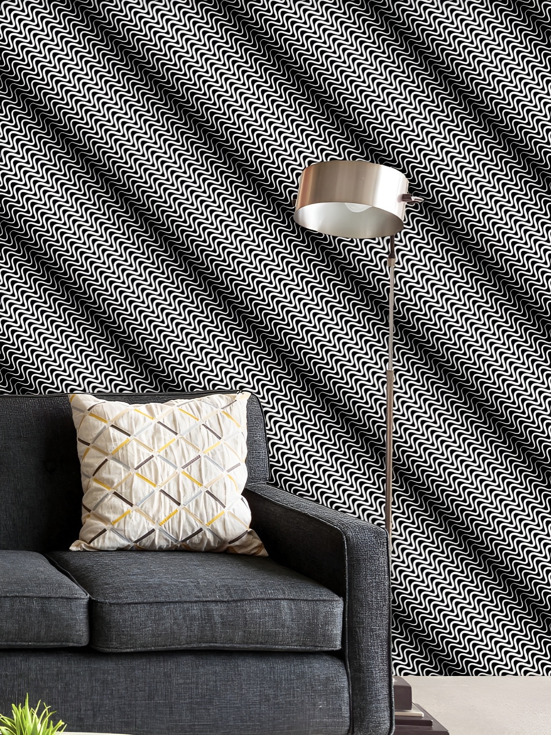 

ArtzFolio Printed UV-Resistant Anti-Bacterial D Wavy Diagonal Peel & Stick Wallpaper, Multi