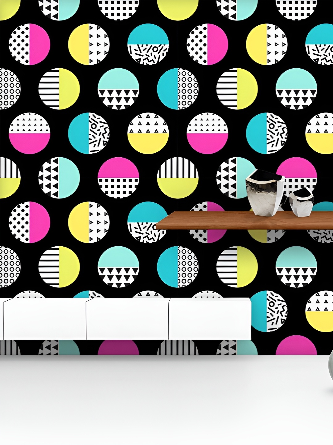 

ArtzFolio Printed UV-Resistant Anti-Bacterial Geometric Circles Peel & Stick Wallpaper, Multi