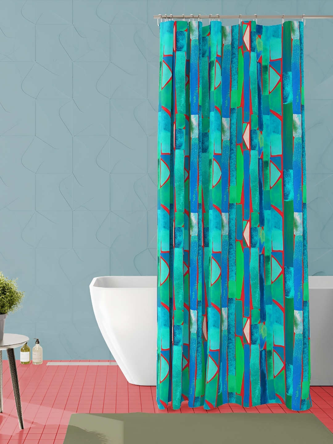 

ArtzFolio Blue & Green Printed Waterproof Shower Curtains