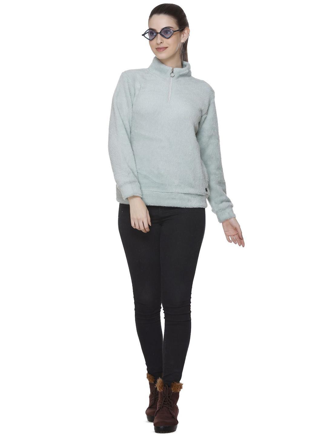 

Rozella Women Self Design Sweatshirt, Green