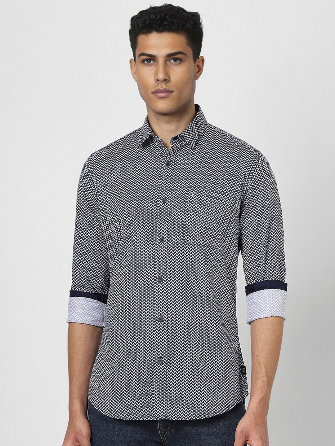 

VAN HEUSEN DENIM LABS Men Slim Fit Opaque Printed Casual Shirt, Grey