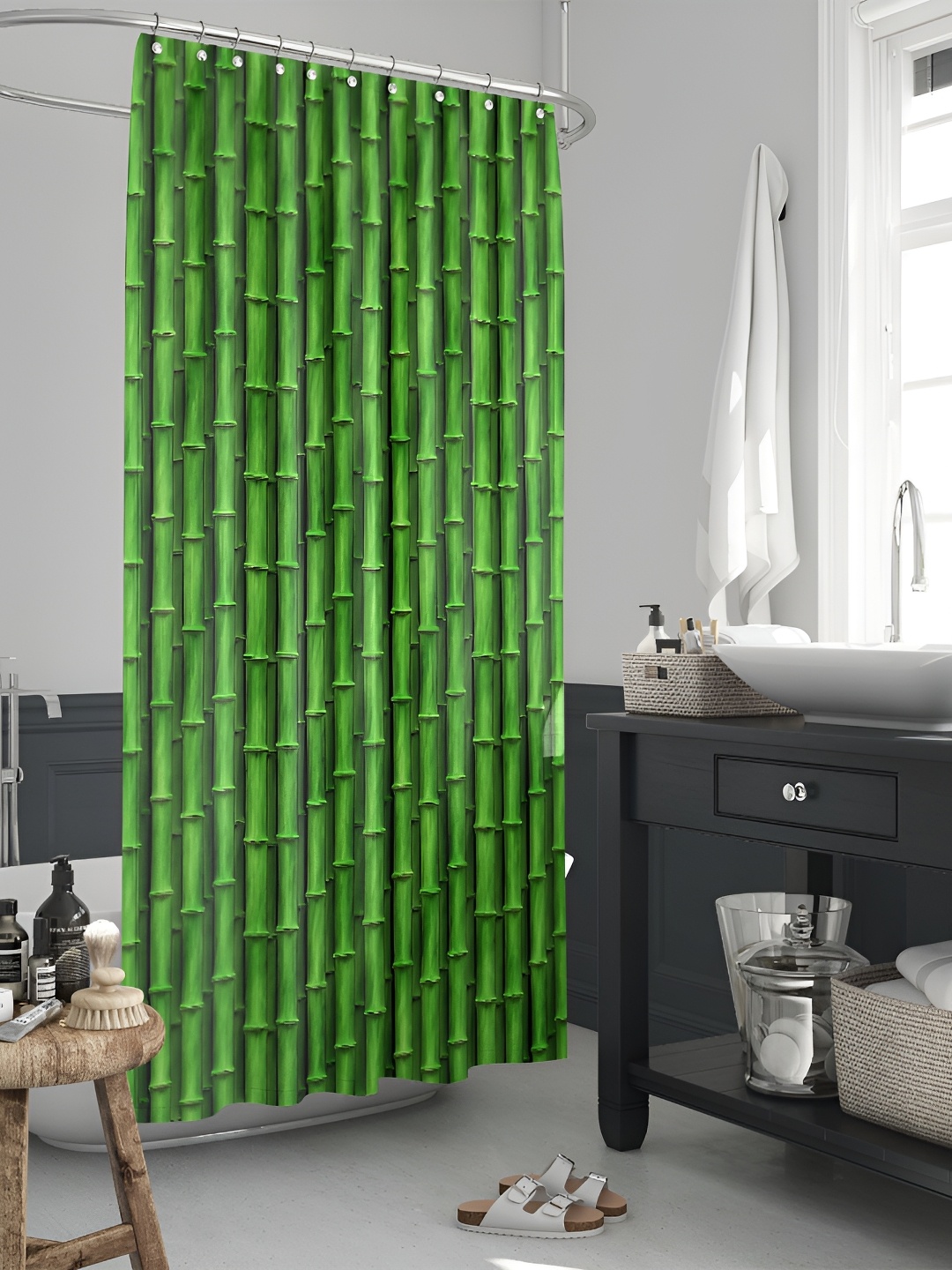 

ArtzFolio Green Printed Waterproof Shower Curtain