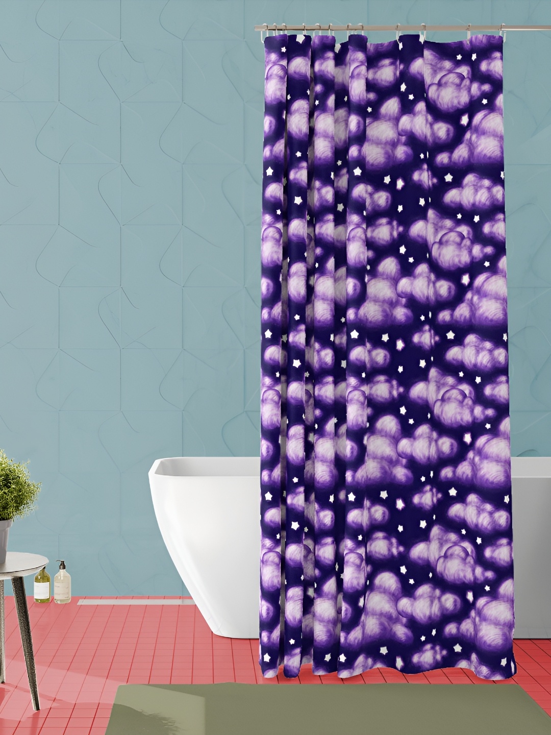 

ArtzFolio Purple and White Geometric Printed Waterproof Shower Curtain