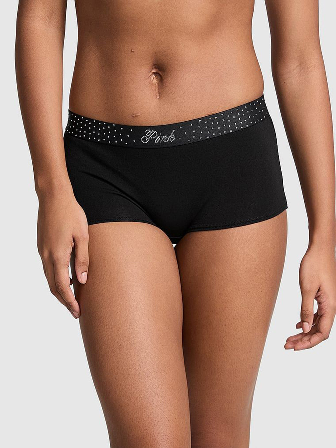 

Victoria's Secret Women Mid-Rise Logo Cotton Boyshort Briefs, Black