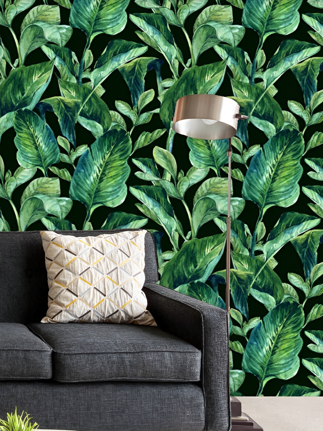 

ArtzFolio Printed UV-Resistant Anti-Bacterial Tropical Leaves Hibiscus Flowers Peel & Stick Wallpaper, Multi