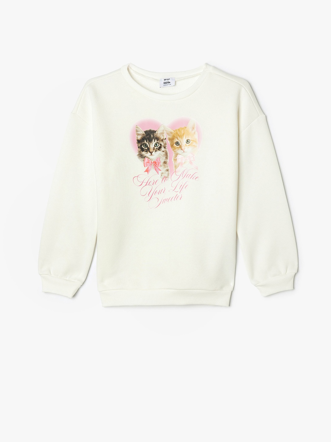 

Koton Girls Graphic Printed Round Neck Long Sleeves Sweatshirt, Beige