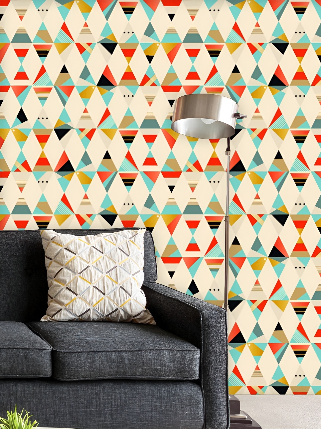 

ArtzFolio Printed UV-Resistant Anti-Bacterial Geometric Pattern3 Peel & Stick Wallpaper, Multi