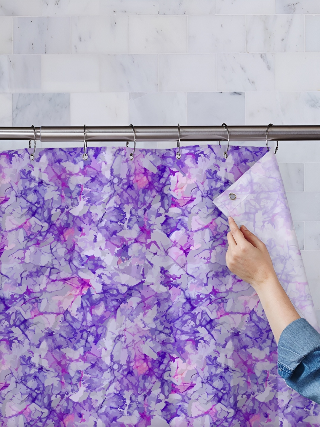 

ArtzFolio Purple & Pink Printed Waterproof Shower Curtains