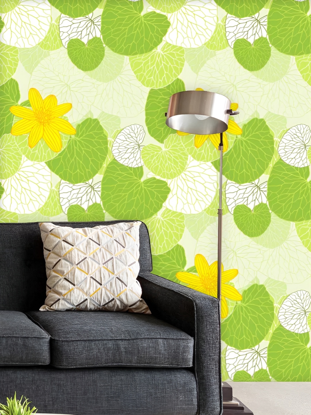 

ArtzFolio Printed UV-Resistant Anti-Bacterial Green Leaves Peel & Stick Wallpaper, Multi