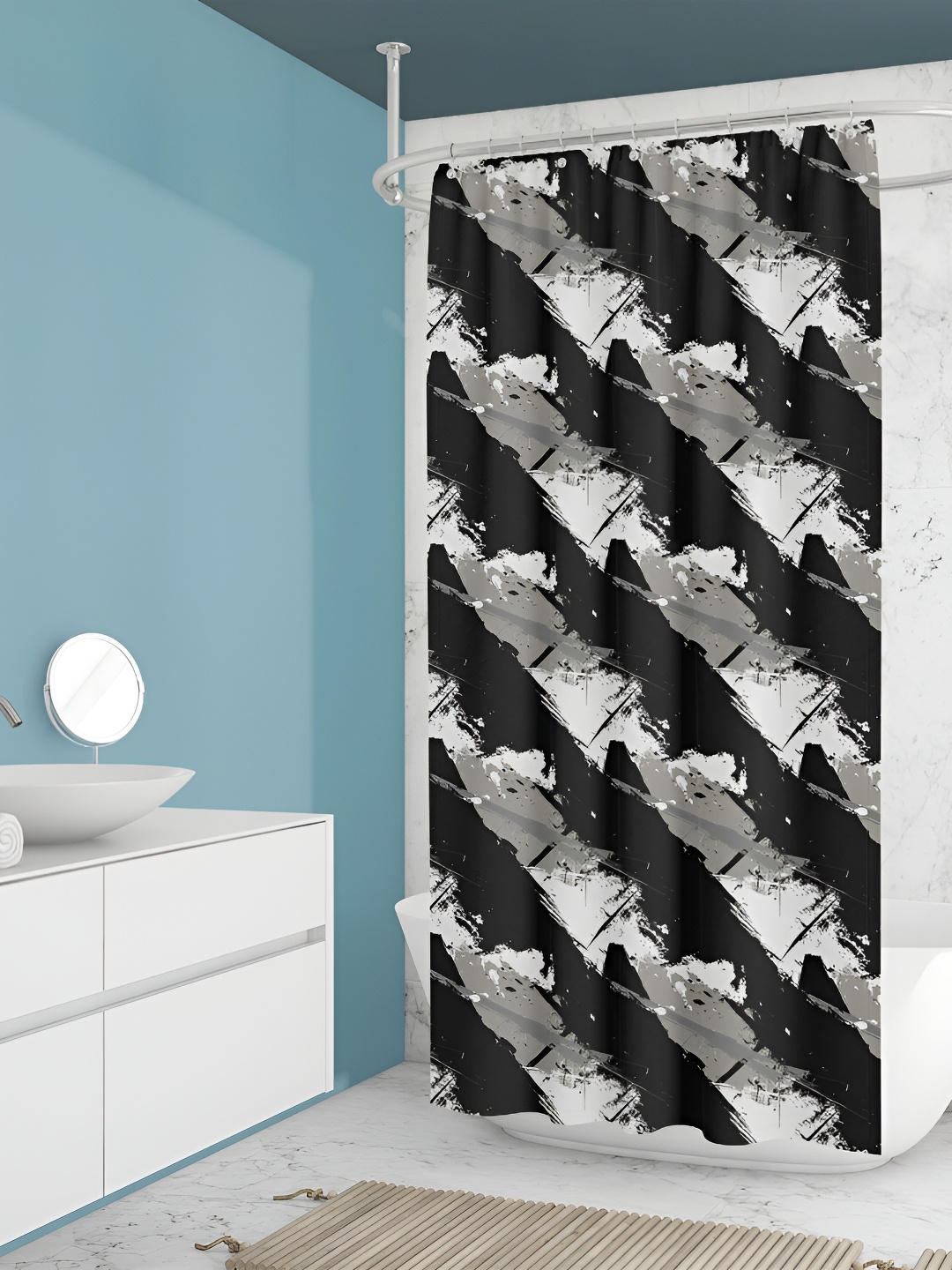 

ArtzFolio Black & White Abstract Printed Waterproof Shower Curtain