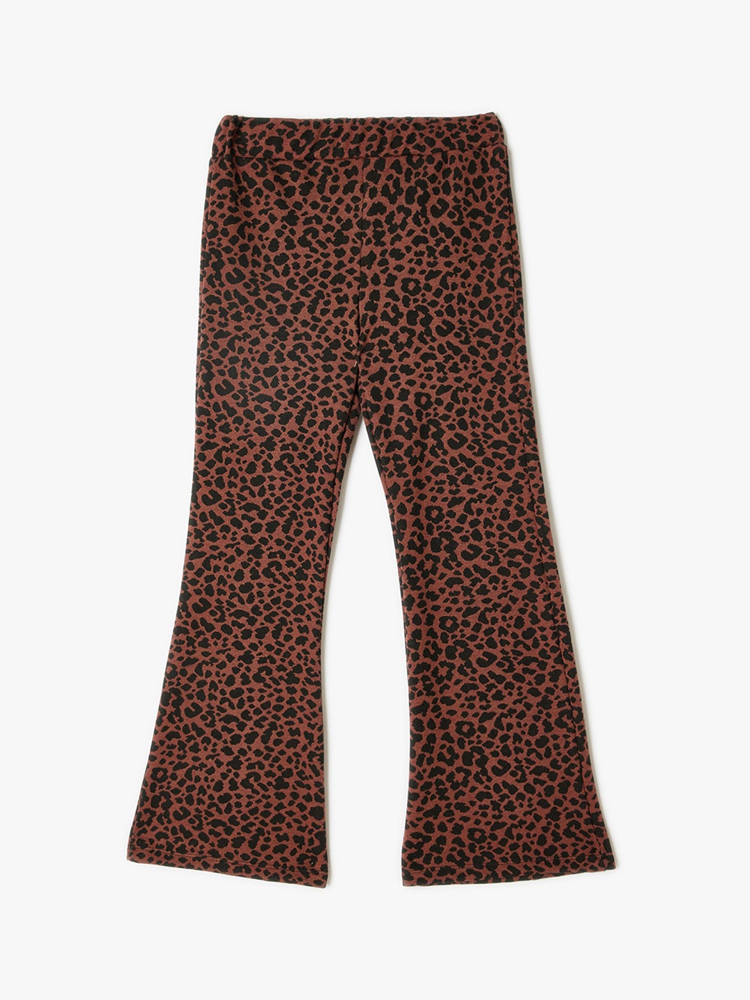 

Koton Girls Animal Printed Slip-On Bootcut Trousers, Brown