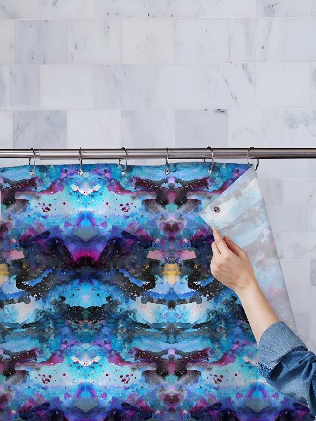 

ArtzFolio Purple & Pink Abstract Printed Waterproof Shower Curtain
