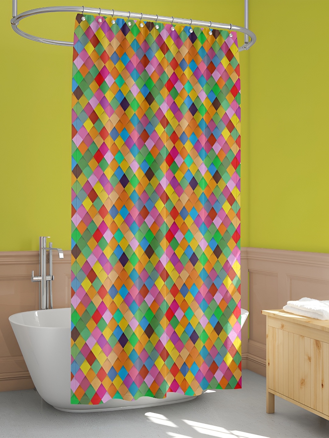 

ArtzFolio Blue & Green Geometric Printed Waterproof Shower Curtain