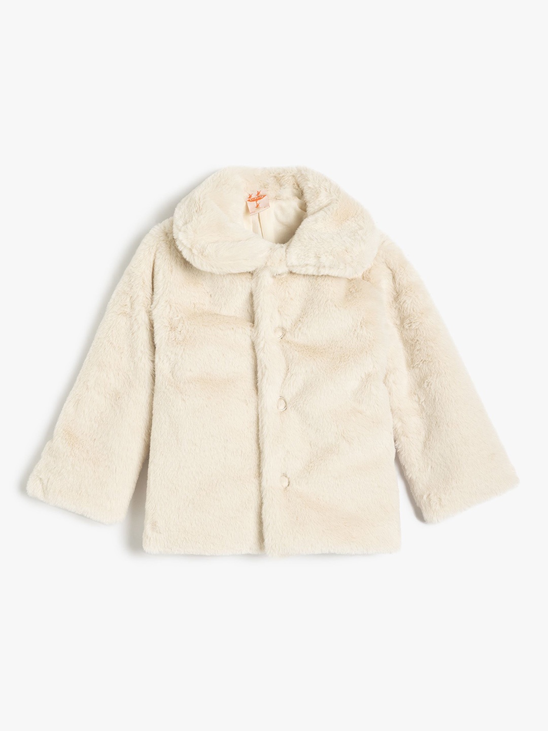 

Koton Girls Single-Breasted Faux Fur Trim Overcoats, Beige
