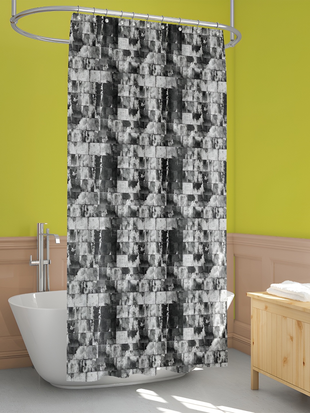 

ArtzFolio White & Grey Printed Waterproof Shower Curtain