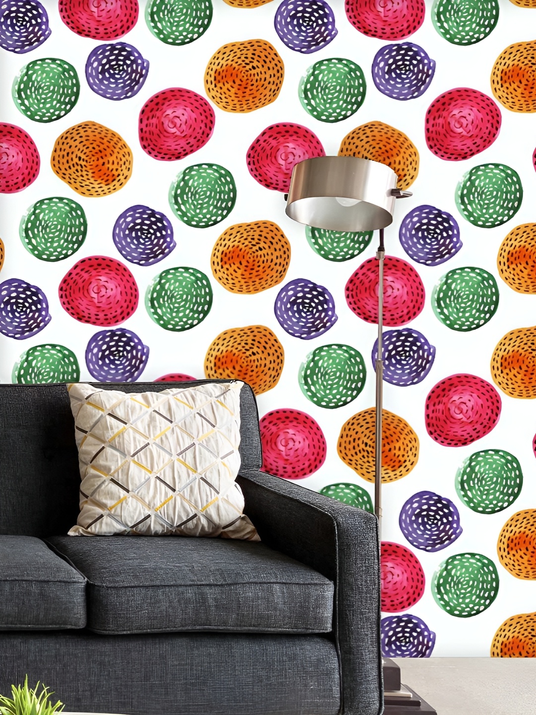 

ArtzFolio Printed UV-Resistant Anti-Bacterial Watercolor Circles Peel & Stick Wallpaper, Multi