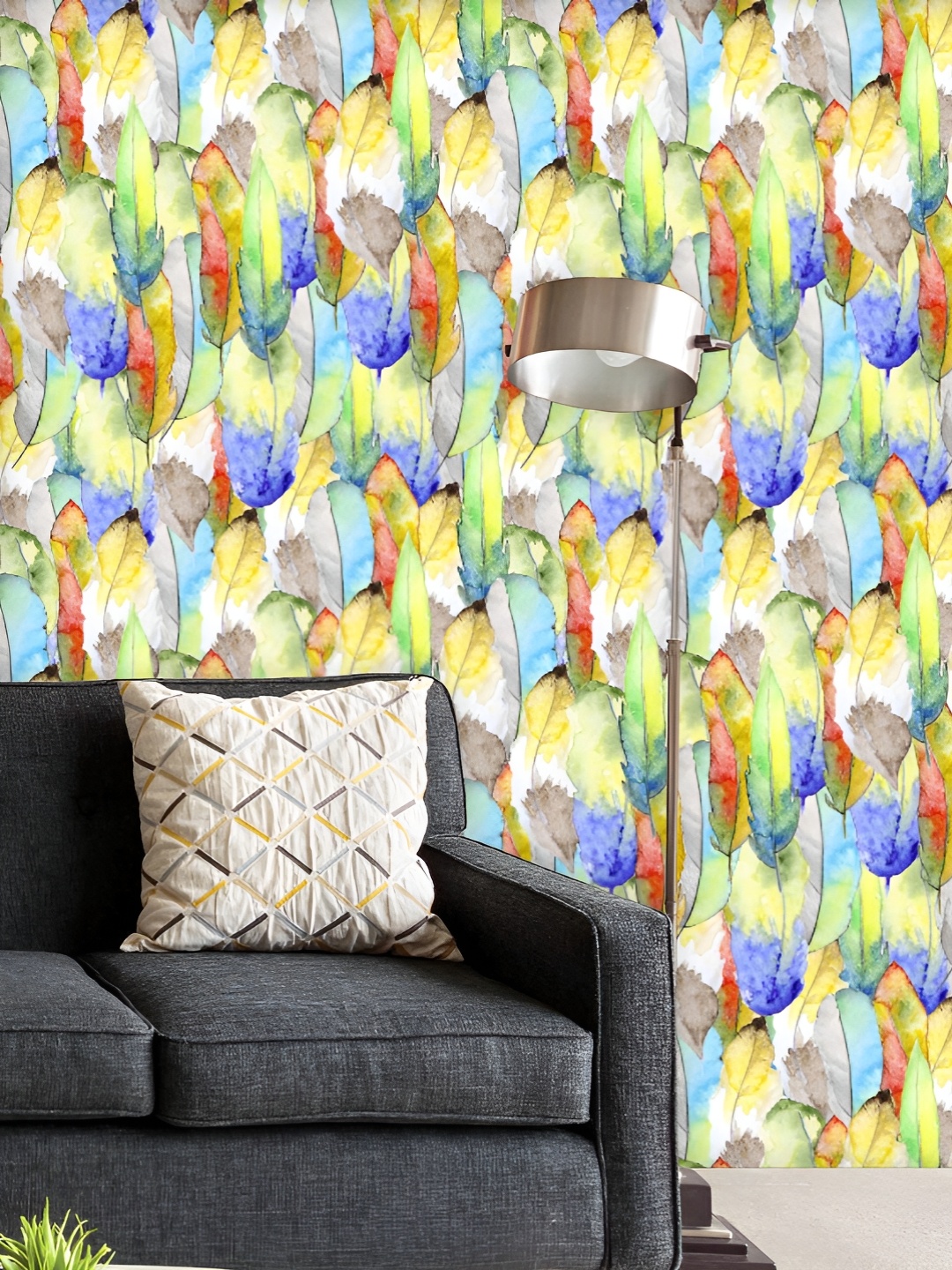 

ArtzFolio Printed UV-Resistant Anti-Bacterial Vintage Feathers Pattern Peel & Stick Wallpaper, Multi