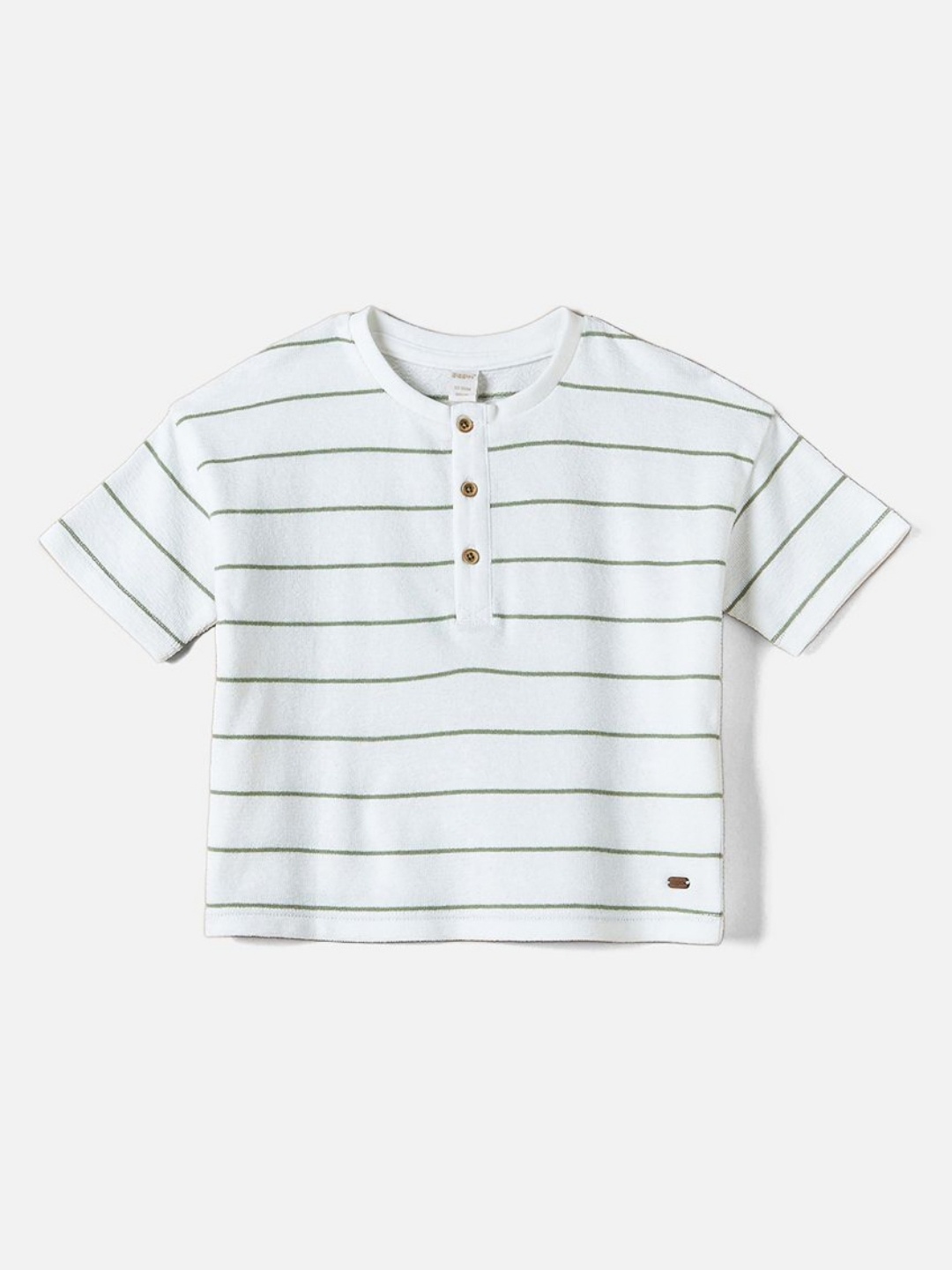 

Juniors by Babyshop Boys Striped Henley Neck Pockets T-shirt, White