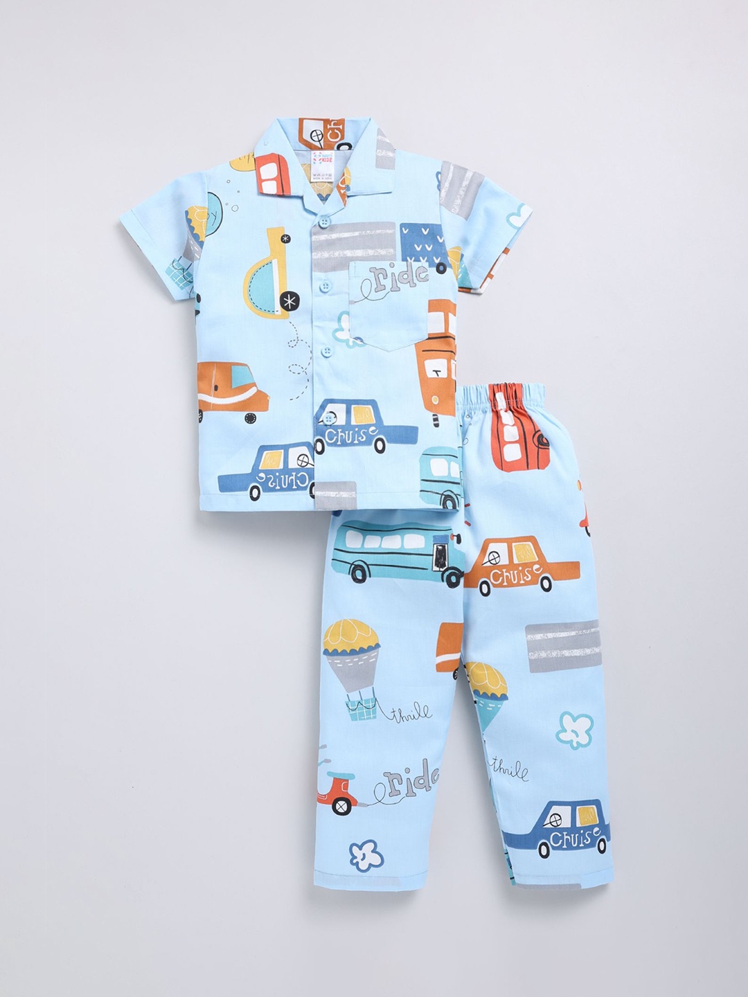 

NAUTI KIDZ Boys Graphic Printed Pure Cotton Night suit, Blue