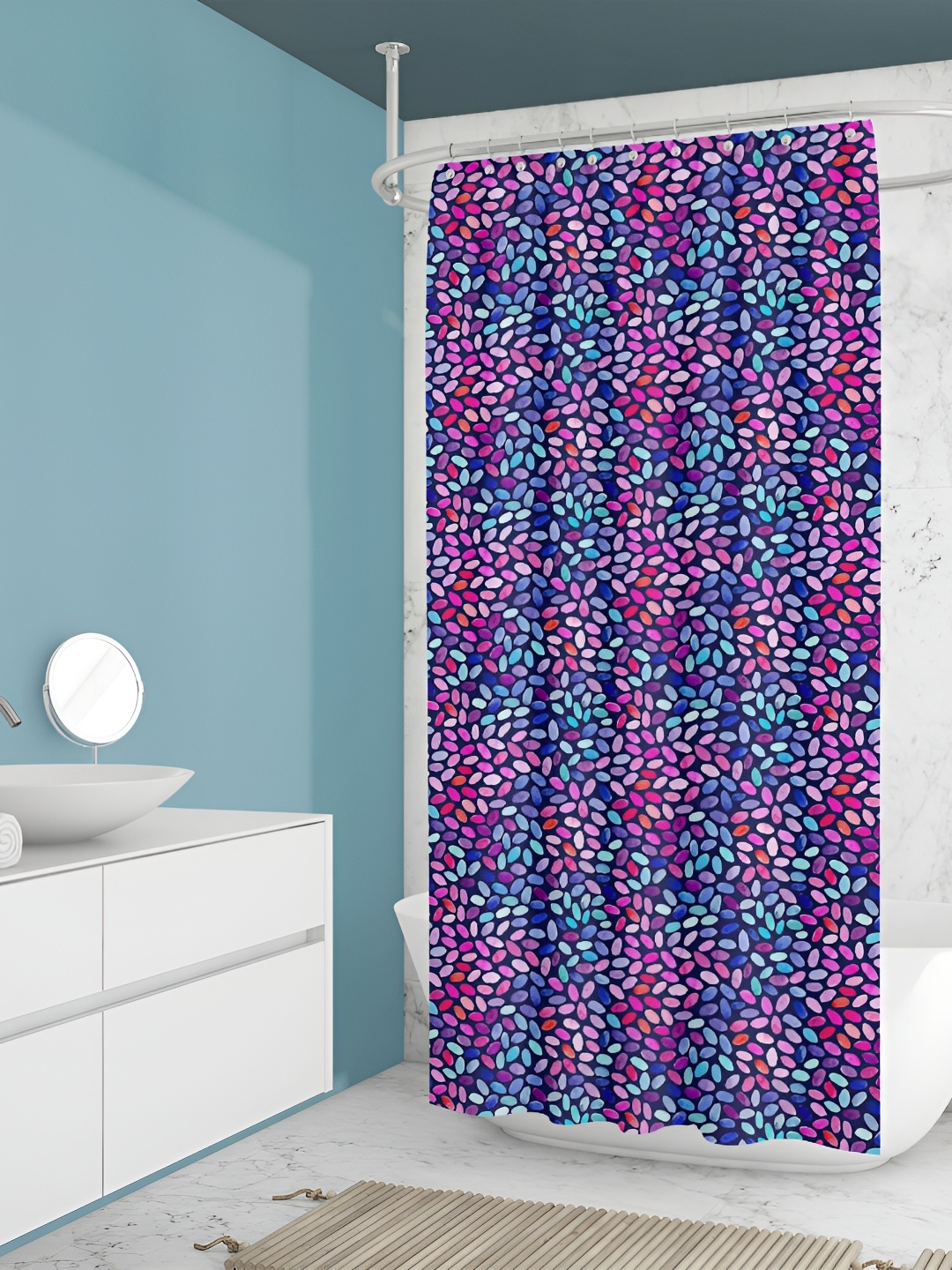 

ArtzFolio Purple & Pink Printed Waterproof Shower Curtains, Blue