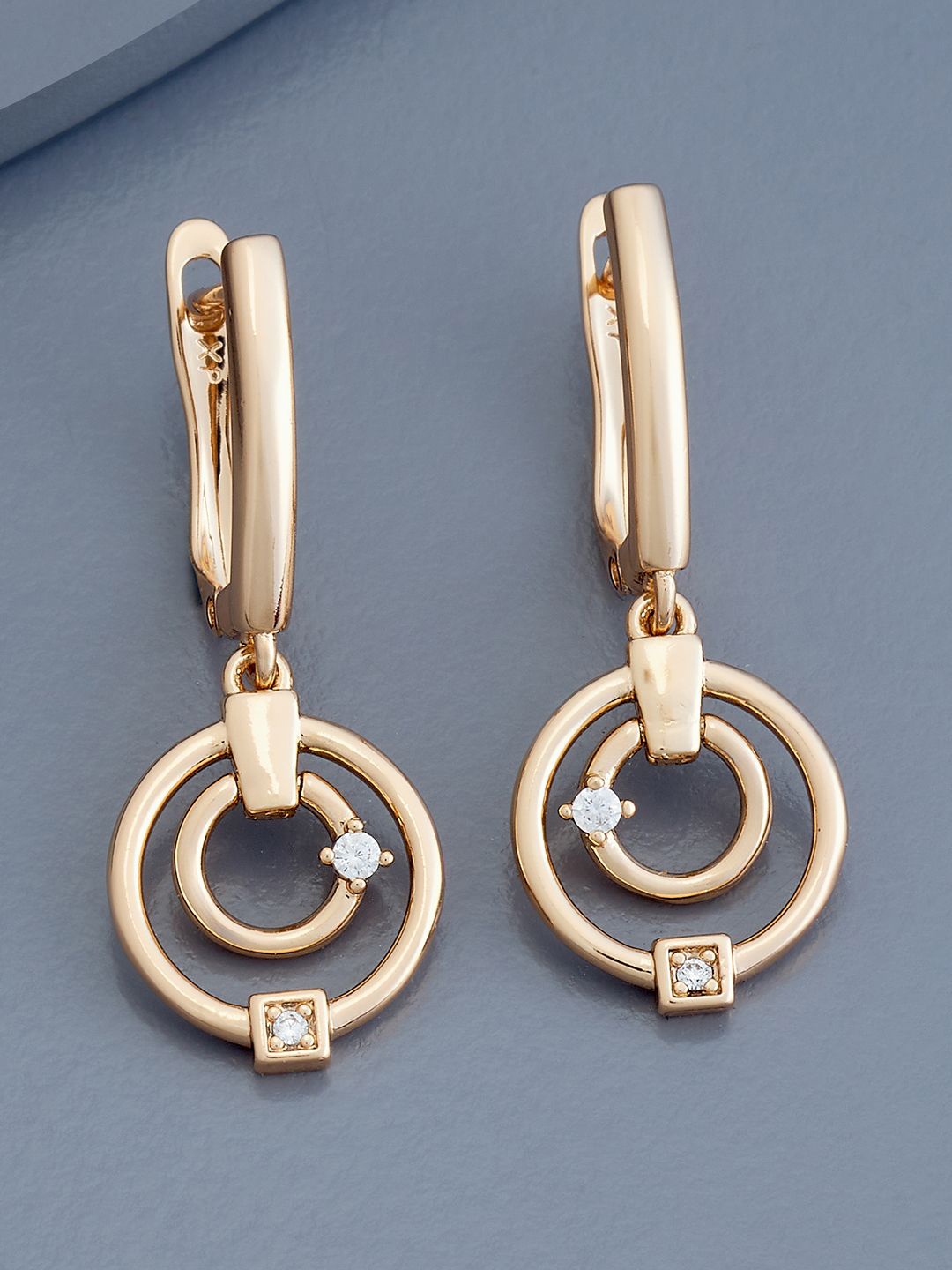 

Kushal's Fashion Jewellery Rose Gold-Plated Zircon Circular Hoop Earrings