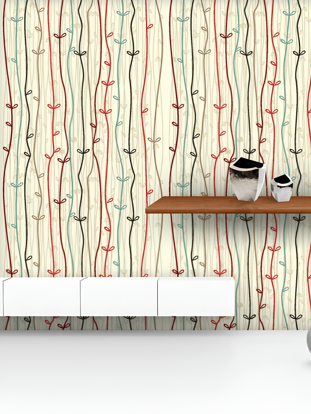 

ArtzFolio Printed UV-Resistant Anti-Bacterial Colorful Abstract Vertical Stripes Peel & Stick Wallpaper, Multi