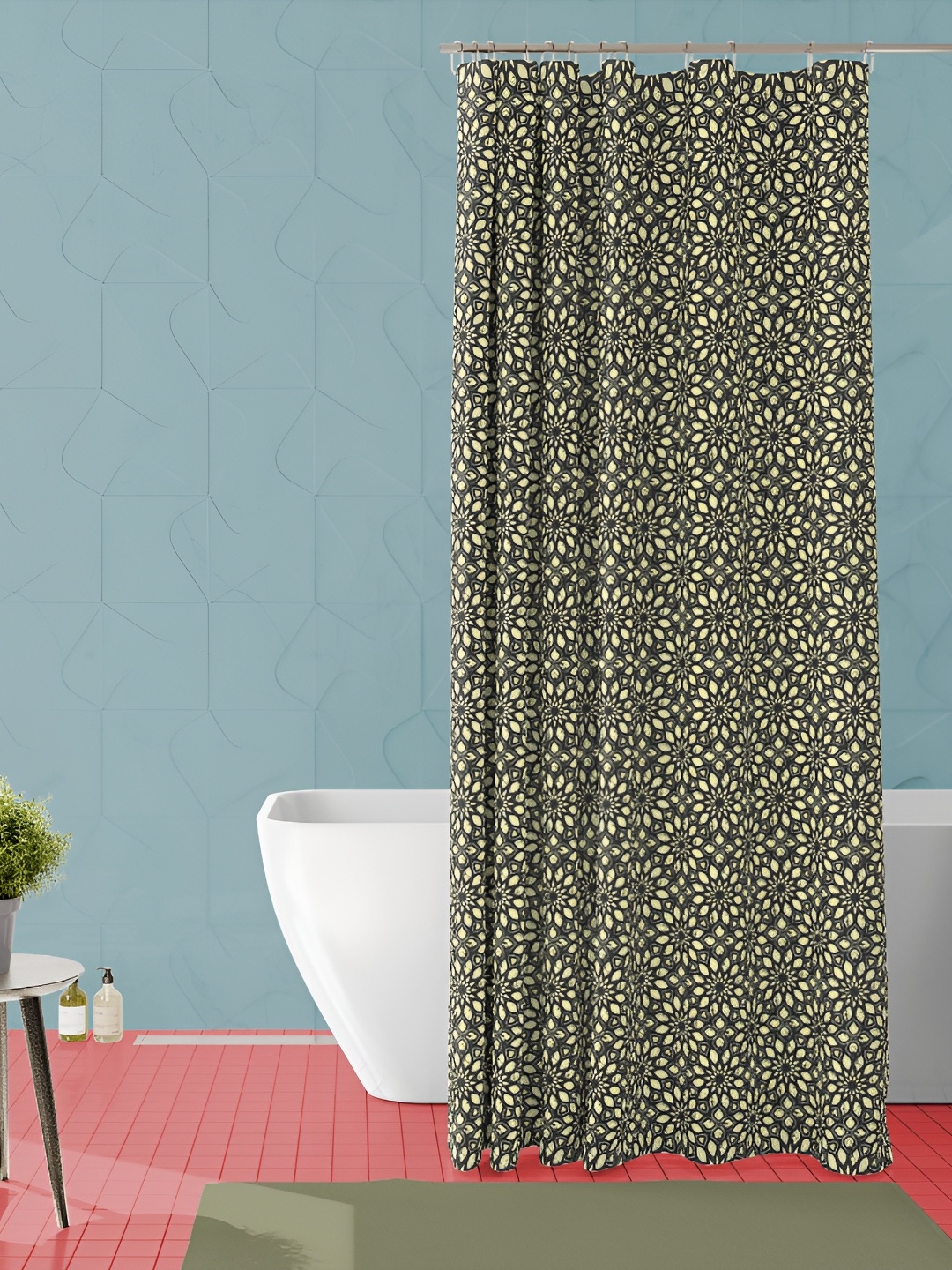 

ArtzFolio Yellow & Black Printed Waterproof Shower Curtain