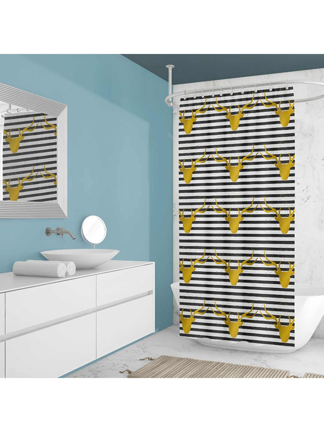 

ArtzFolio Black & White Printed Waterproof Shower Curtain