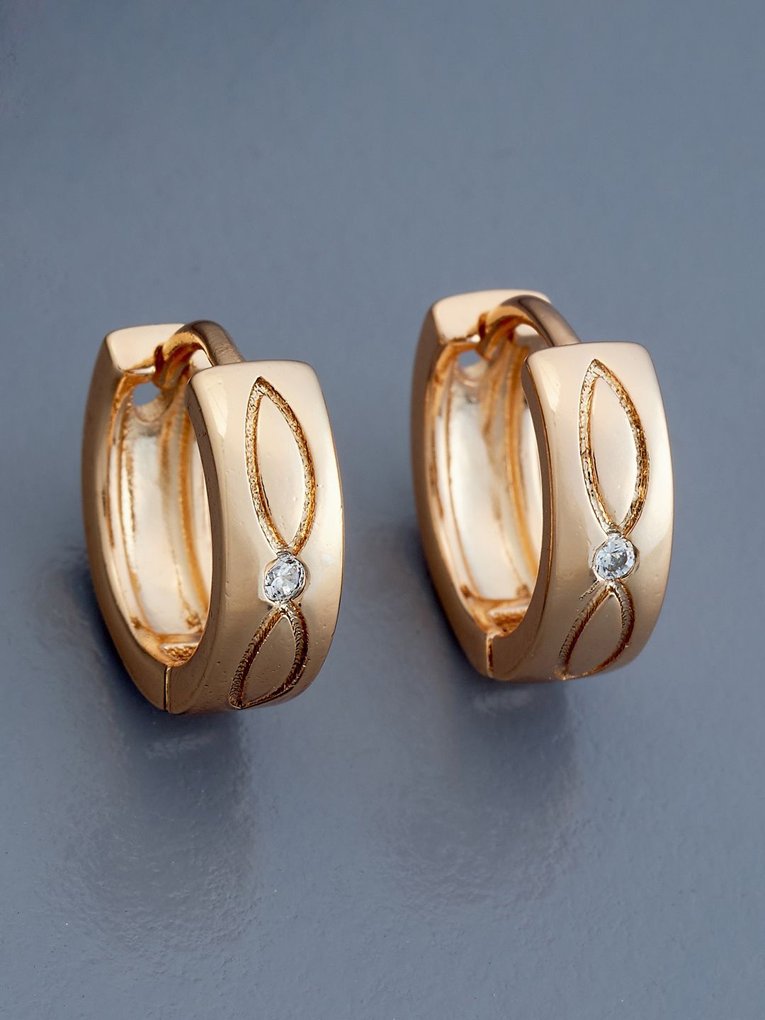 

Kushal's Fashion Jewellery Gold-Plated Zircon Studded Circular Hoop Earrings