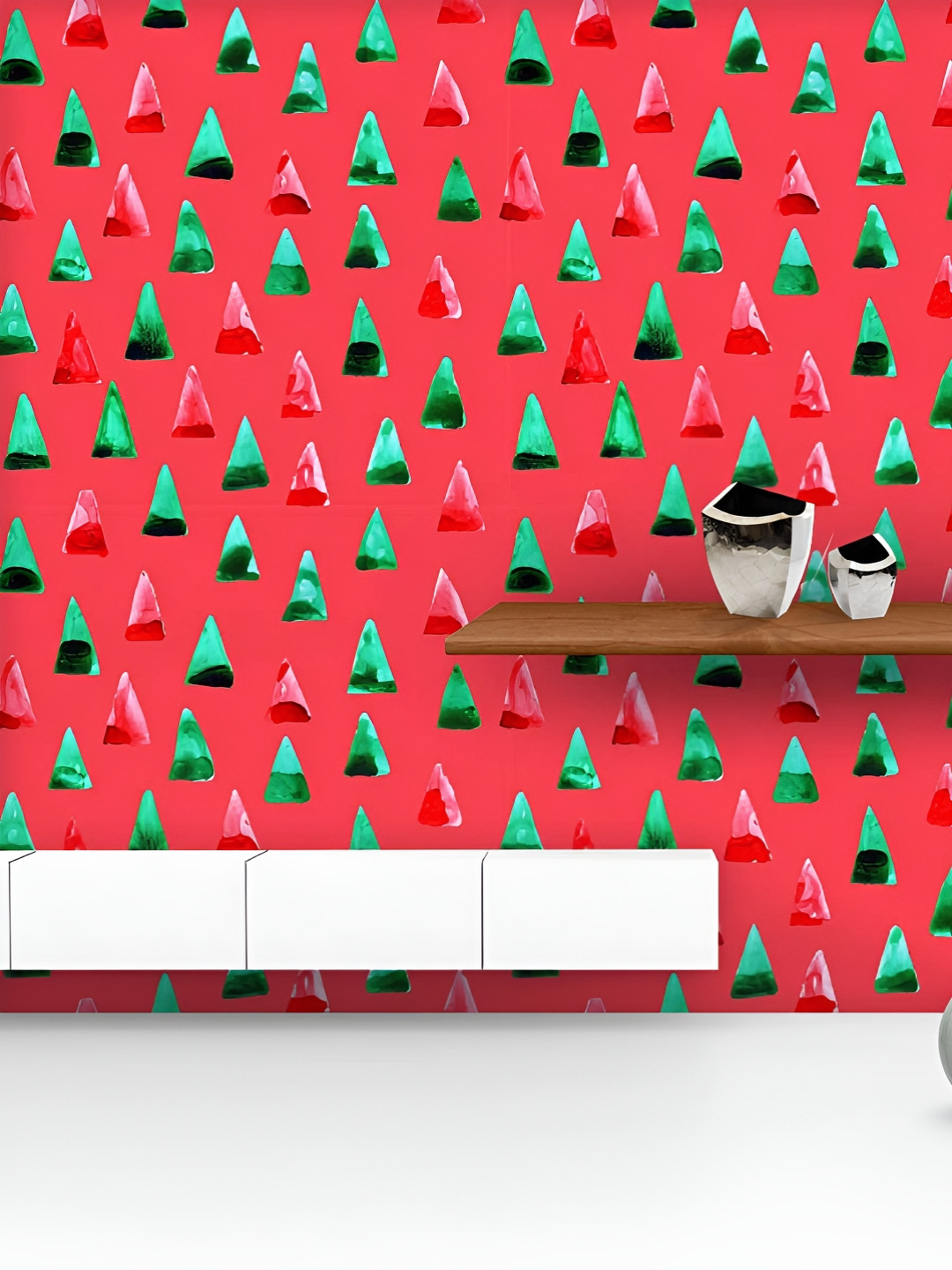 

ArtzFolio Printed UV-Resistant Anti-Bacterial Watercolor Triangles Pattern Peel & Stick Wallpaper, Multi