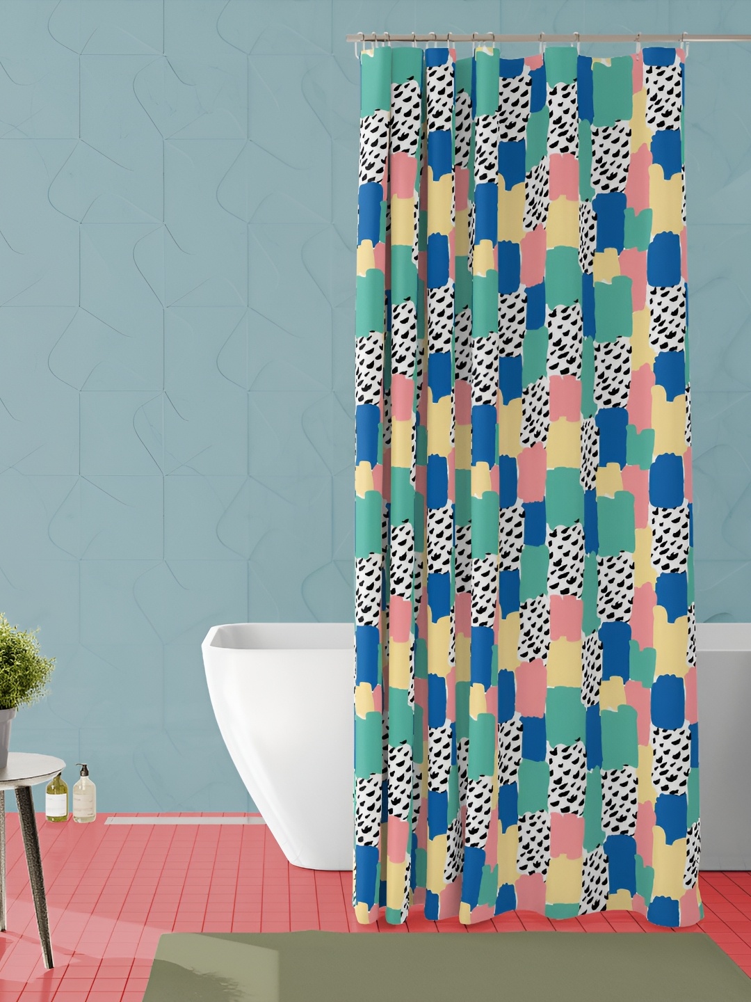 

ArtzFolio Blue and Green Abstract Printed Waterproof Shower Curtain