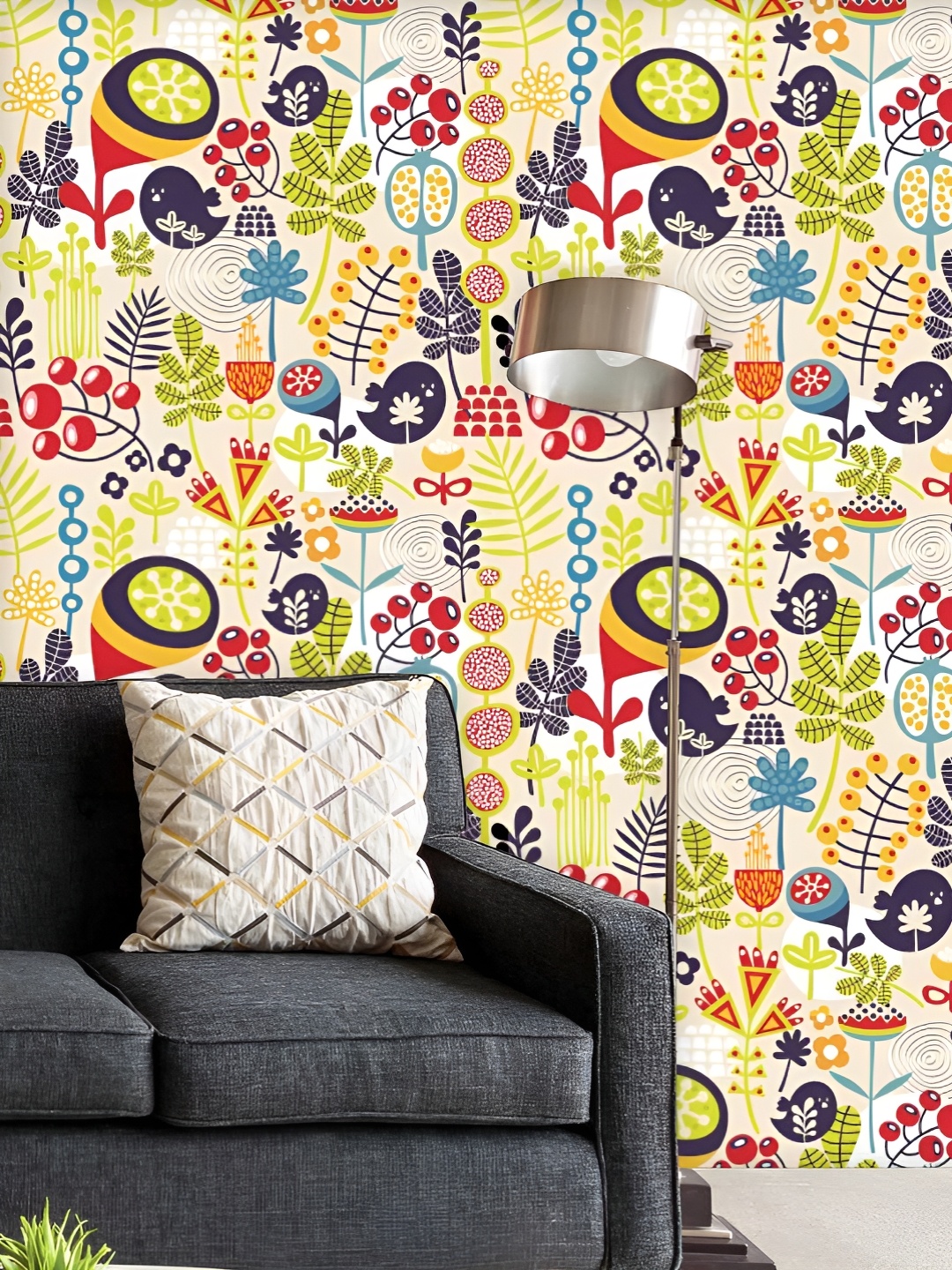 

ArtzFolio Printed UV-Resistant Anti-Bacterial Birds &Amp; Flowers Peel & Stick Wallpaper, Multi