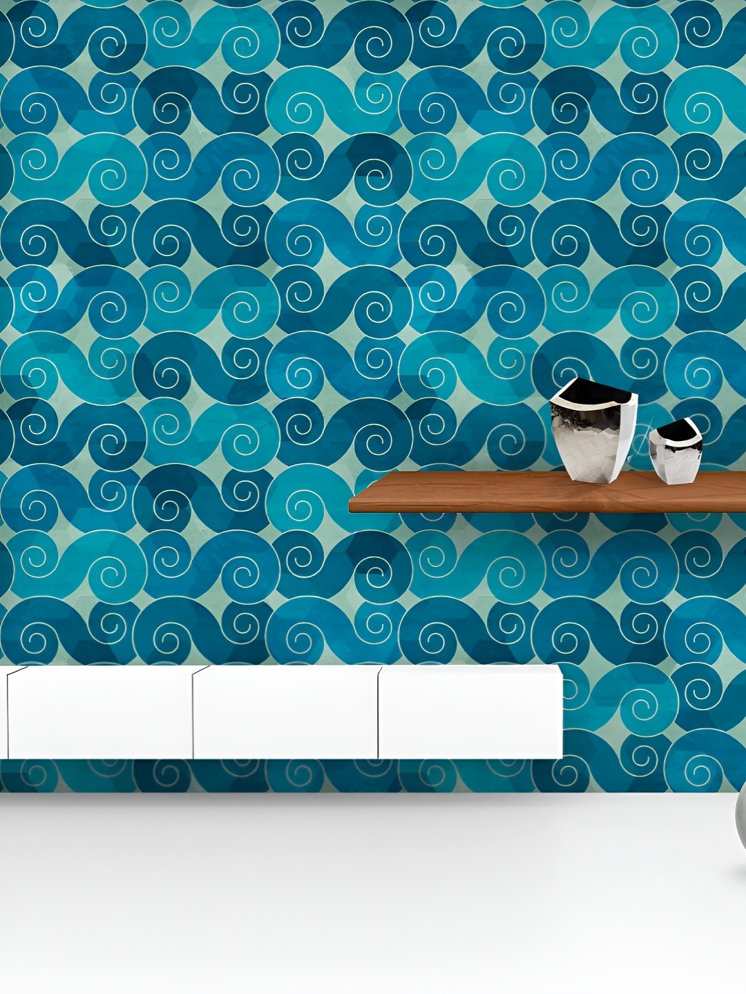 

ArtzFolio Printed UV-Resistant Anti-Bacterial Spiral WavesPeel & Stick Wallpaper, Multi