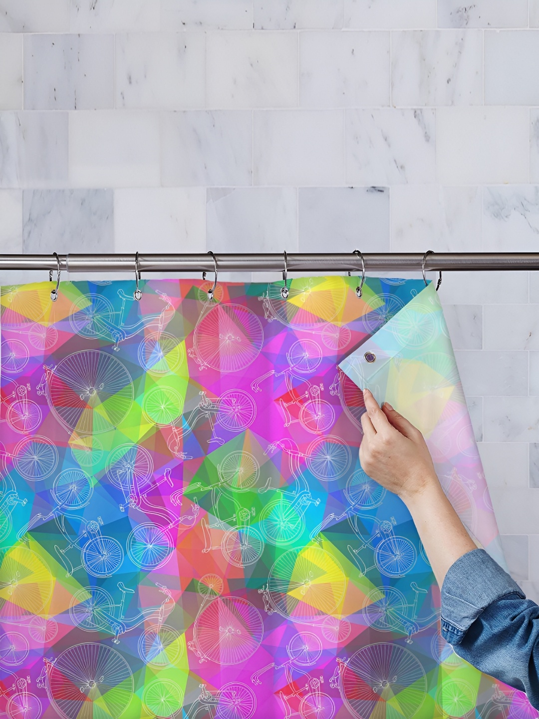 

ArtzFolio Purple & Green Printed Waterproof Shower Curtain