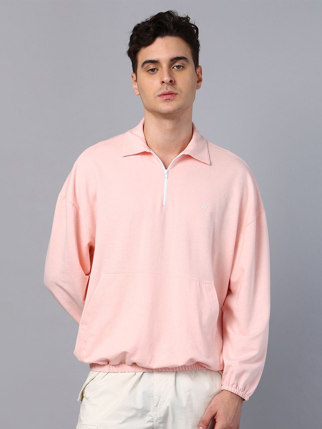 

Slowave Men Half Zipper Sweatshirt, Pink