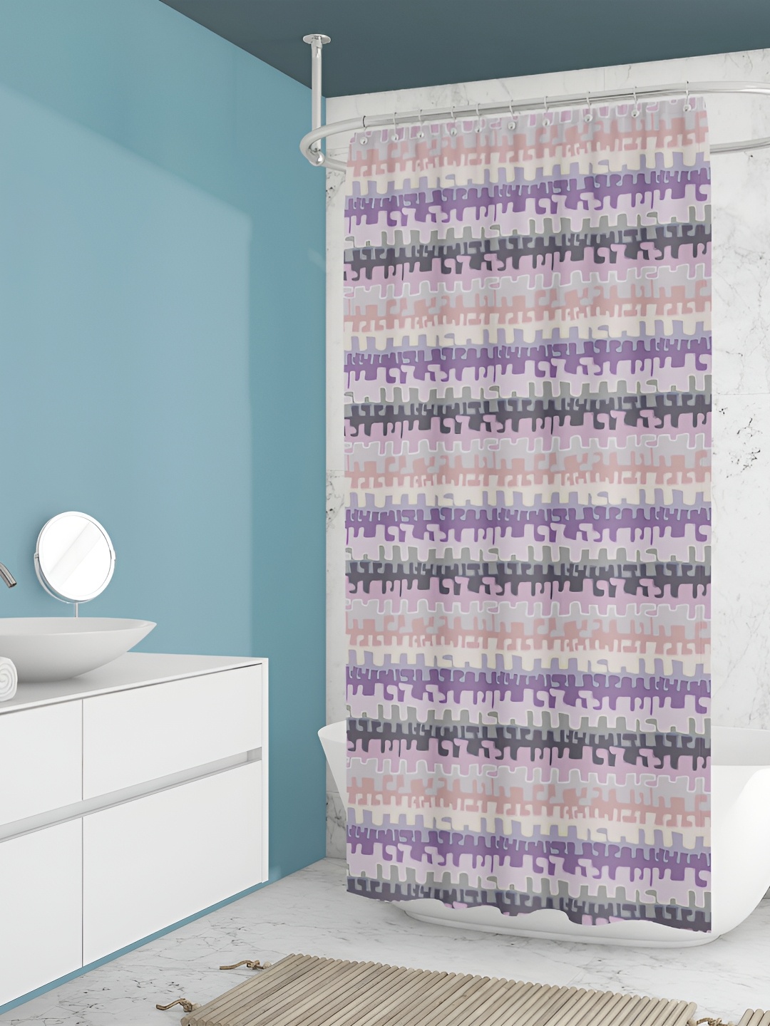 

ArtzFolio Purple & Grey Printed Waterproof Shower Curtains