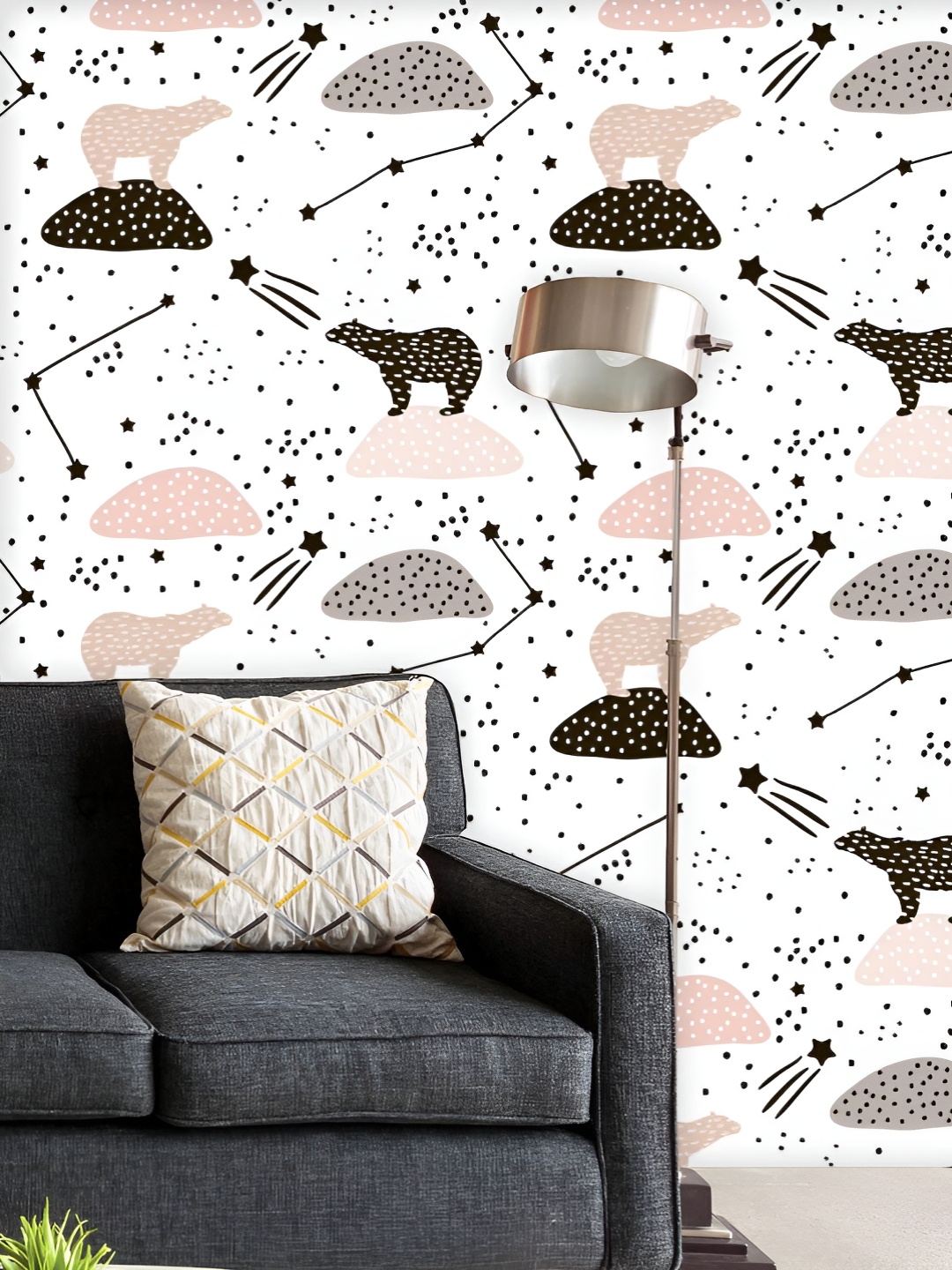 

ArtzFolio Printed UV-Resistant Anti-Bacterial Polar Bears Constellations Peel & Stick Wallpaper, Multi