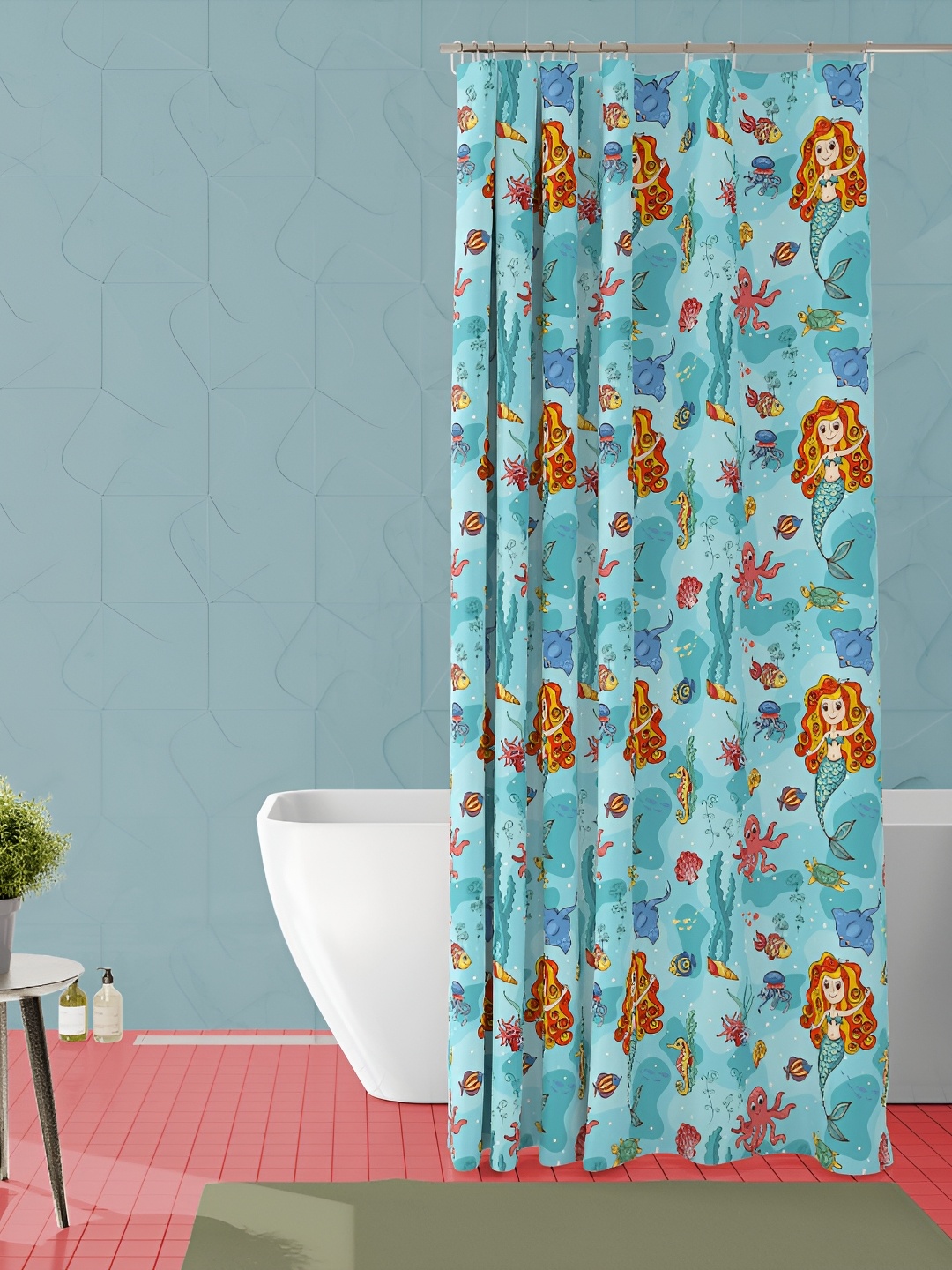 

ArtzFolio Blue & Red Printed Waterproof Printed Shower Curtains