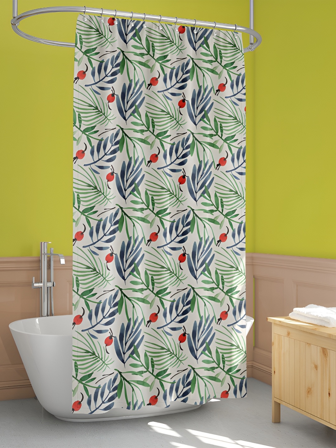 

ArtzFolio Green & Beige Printed Waterproof Shower Curtain