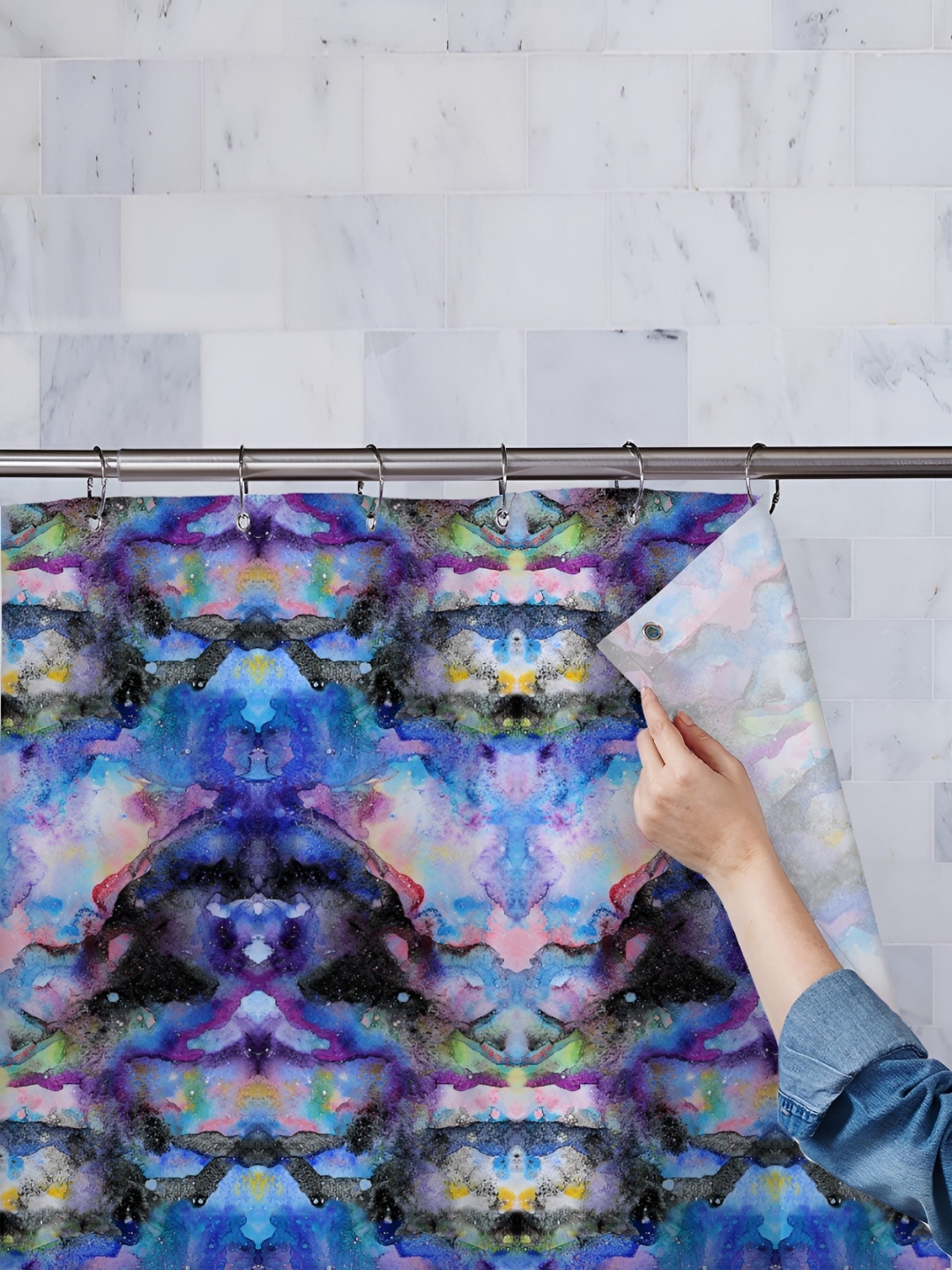 

ArtzFolio Single Piece Waterproof Polyester Shower Curtain, Multi