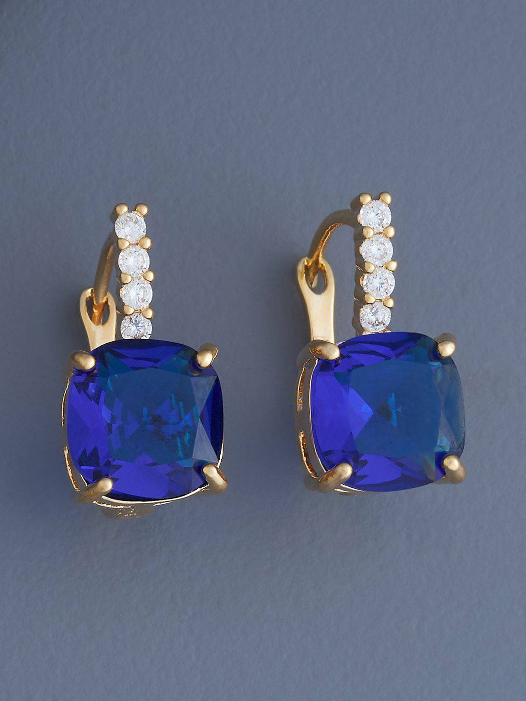 

Kushal's Fashion Jewellery Gold Plated Zircon Studded Square Hoop Earrings