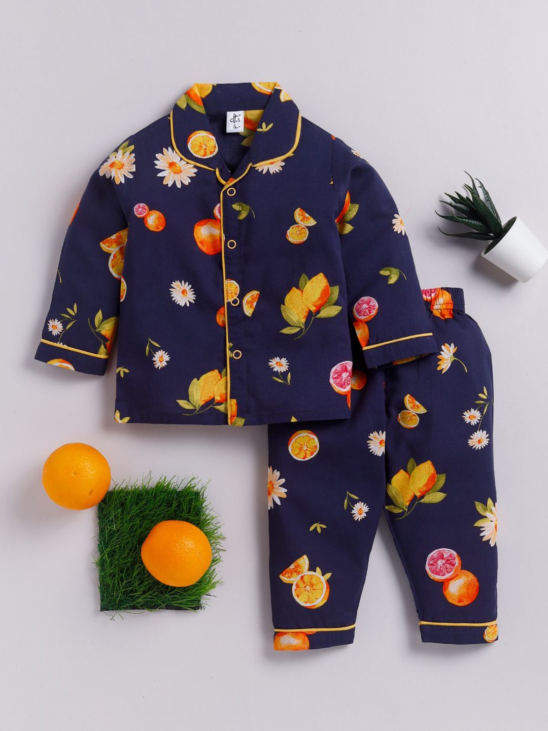 

Clt.s Kids Printed Shirt & Pyjamas Night suit, Blue