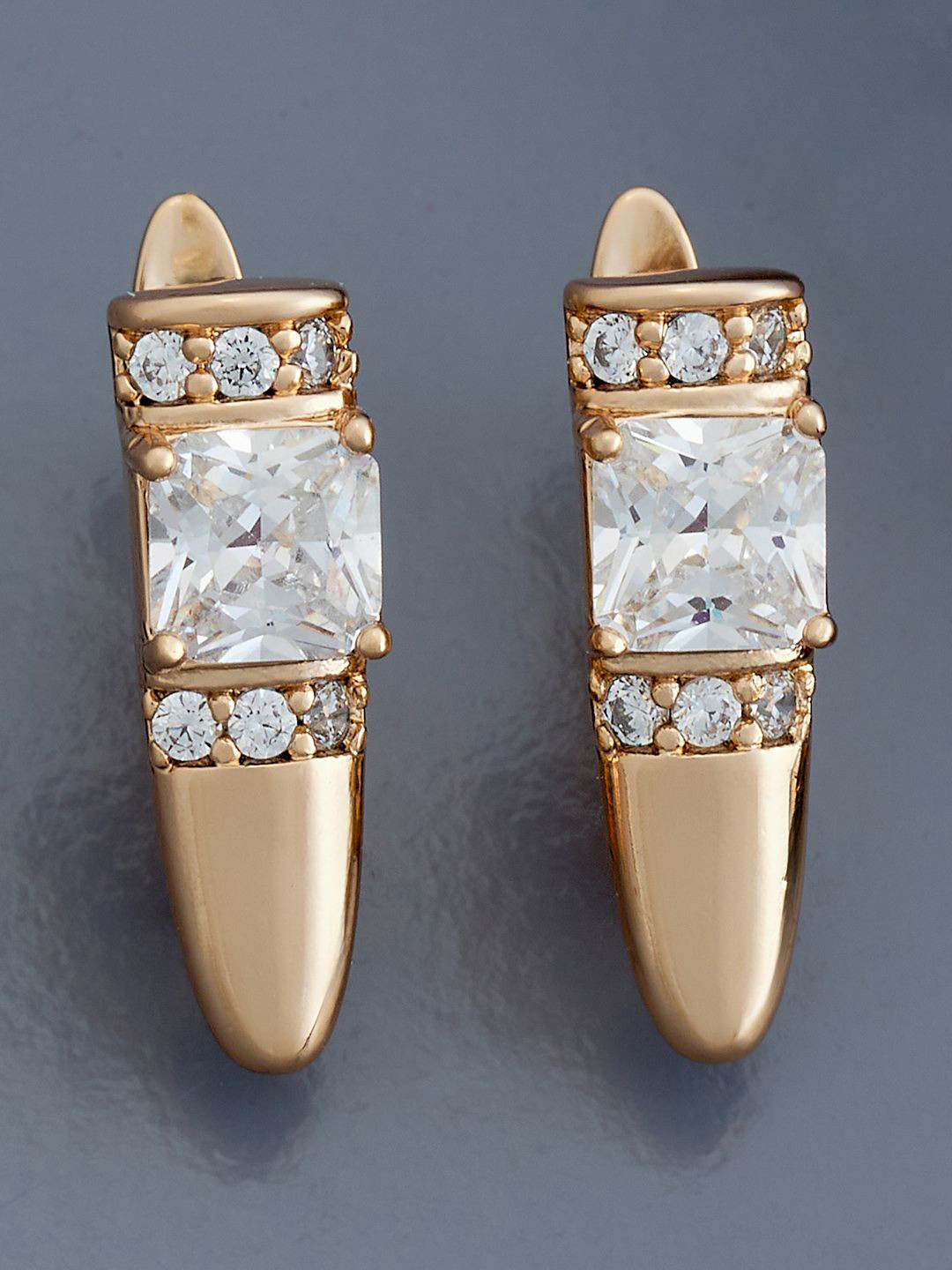 

Kushal's Fashion Jewellery Gold-Plated Zircon Classic Hoop Earrings