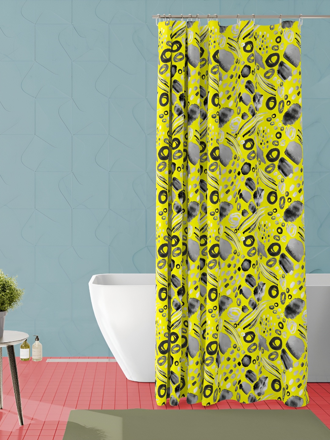 

ArtzFolio Yellow & Grey Geometric Printed Waterproof Shower Curtain